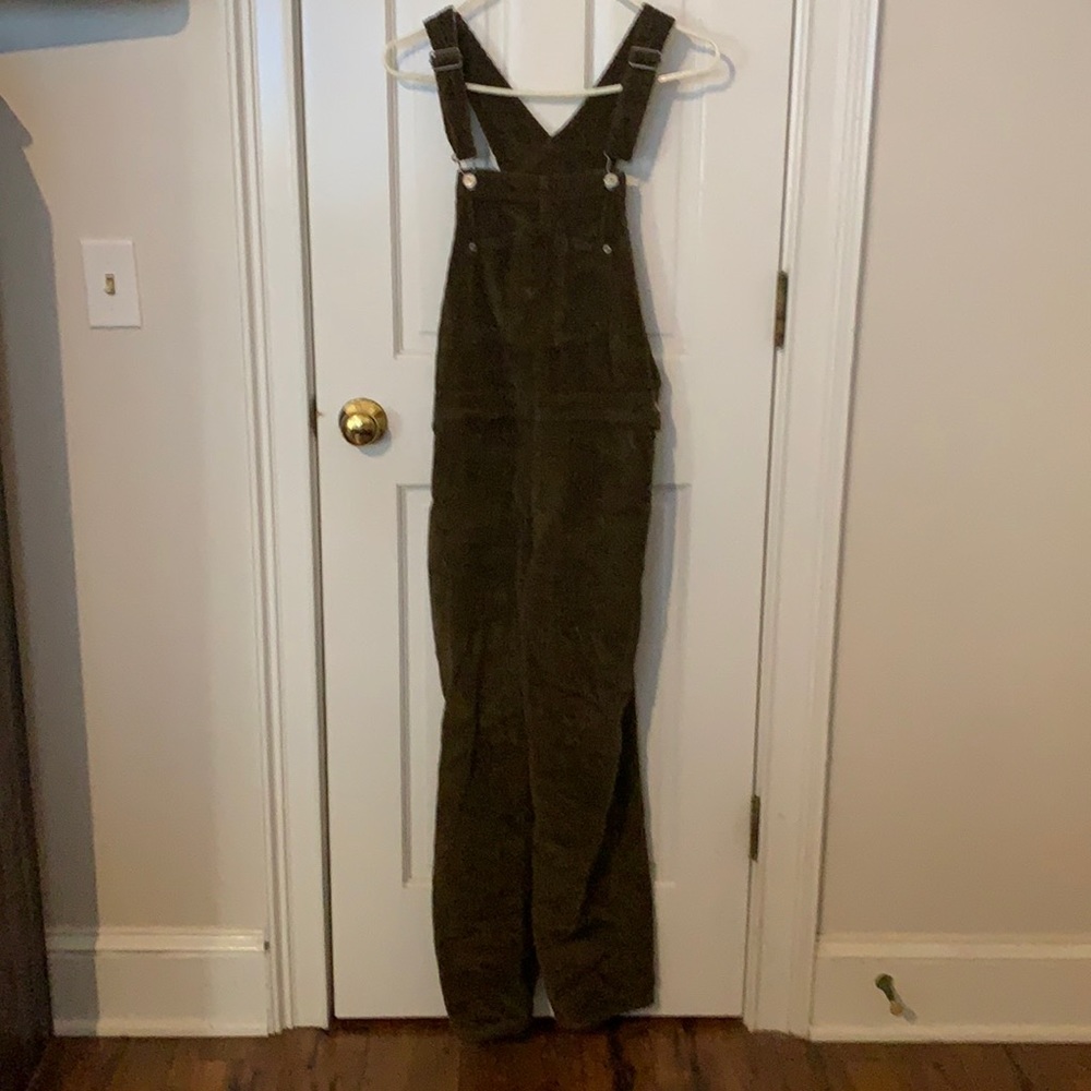Olive green corduroy overall